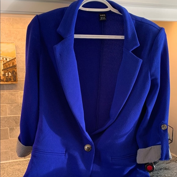 Blue Blazer Structured Suit Jacket xs - Picture 2 of 5